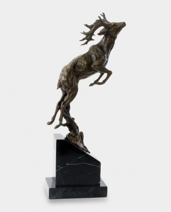 Jeleń Przeskakujący Konar Rzeźba z Brązu