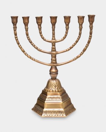 Świecznik Siedmioramienny Menora Judaistyczna z Podstawą Złota