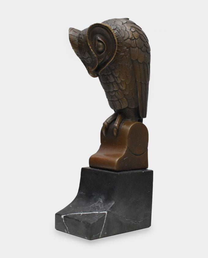 Sowa w Stylu Art Deco Rzeźba z Brązu
