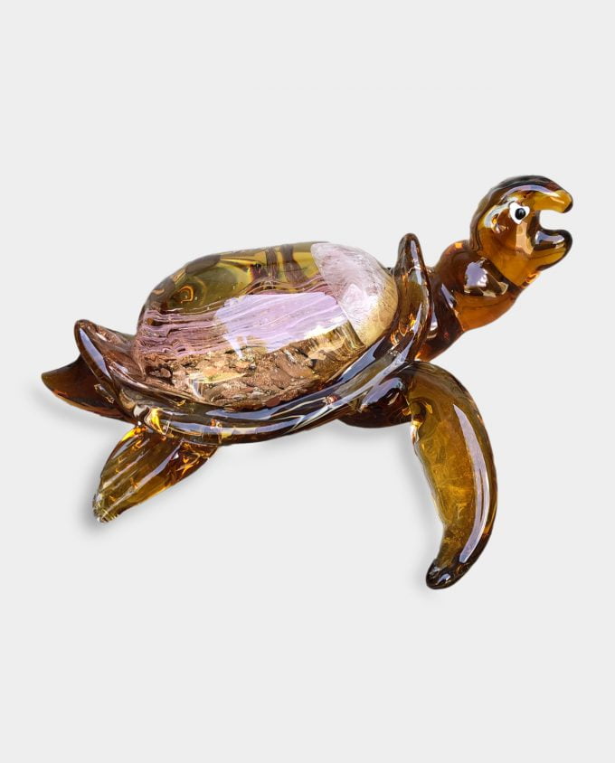Figura Szklana w Stylu Murano Żółw Morski z Meduzą