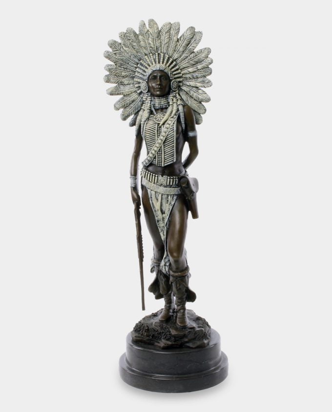 Wojownicza Indianka Rzeźba z Brązu