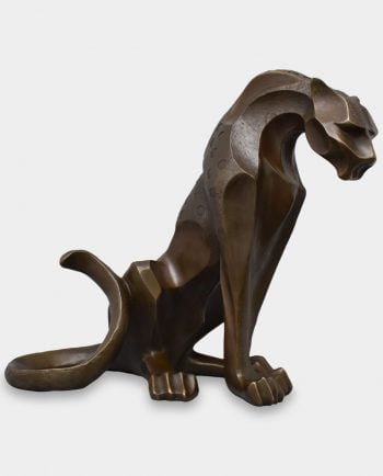 Siedzący Jaguar Modernistyczna Rzeźba z Brązu