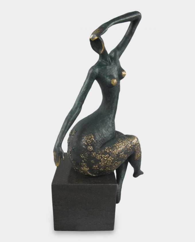 Modernistyczna Pozująca Kobieta Rzeźba z Brązu