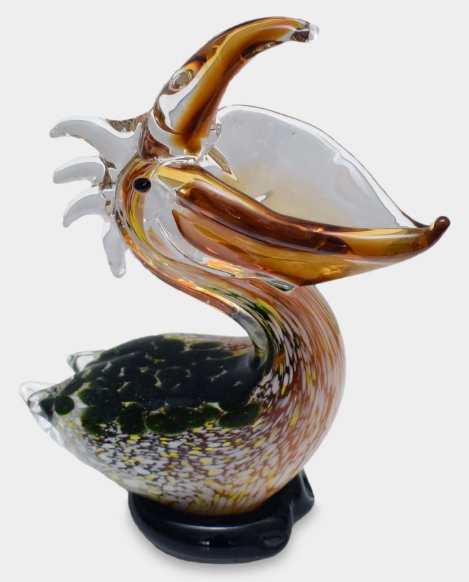 Figura Szklana Pelikan z Otwartym Dziobem