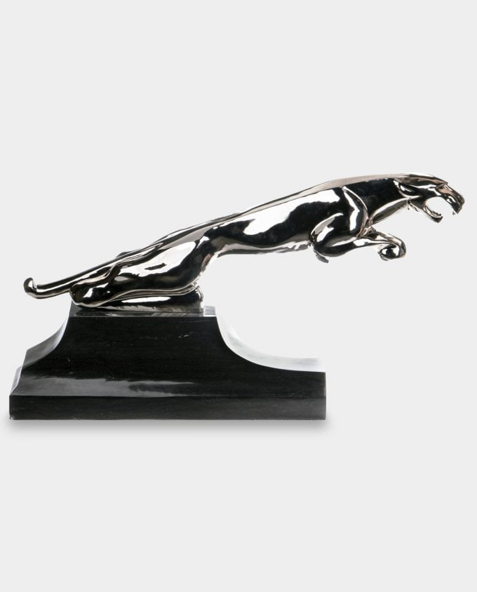 Jaguar Art Deco Rzeźba z Brązu Chrom
