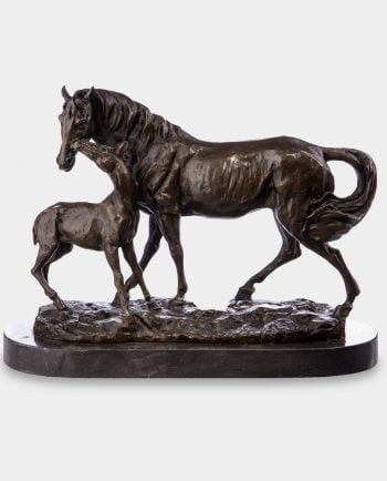 Konie Źrebak i Klacz Rzeźba z Brązu