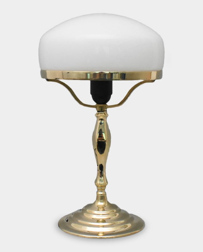 Lampa Art Deco Złota Biały Klosz