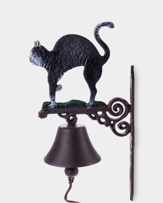 Żeliwny Dzwonek Ścienny z Kotem