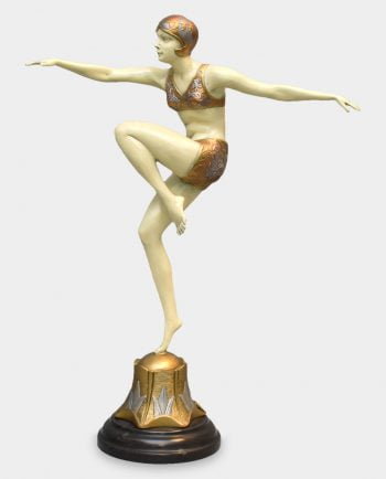 Tancerka Con Brio w Złotym Kostiumie Rzeźba z Brązu
