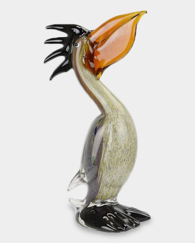 Figura Szklana w Stylu Murano Duży Pelikan