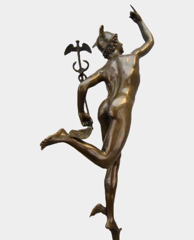 Merkury Bóg Handlu Duża Rzeźba z Brązu