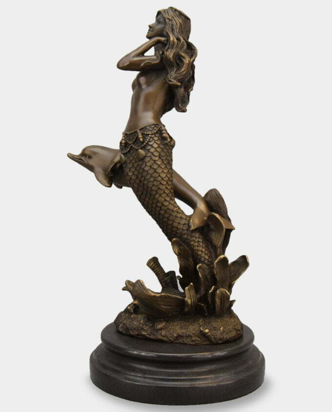 Syrena i Delfin Rzeźba z Brązu
