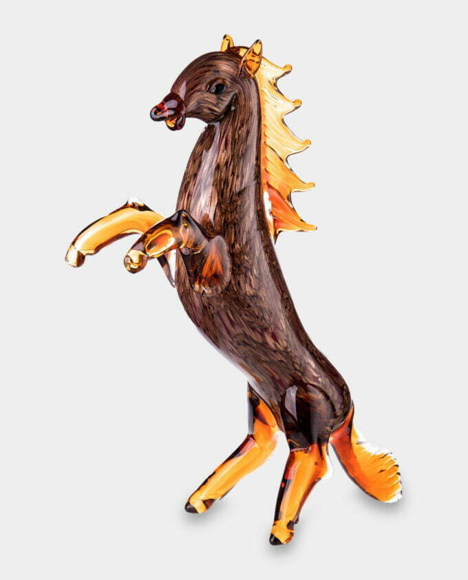 Duża Figura Szklana w Stylu Murano Koń Stojący Dęba