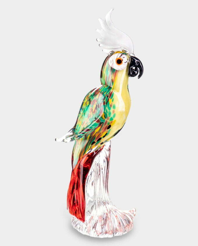 Figura Szklana w Stylu Murano Papuga Ara
