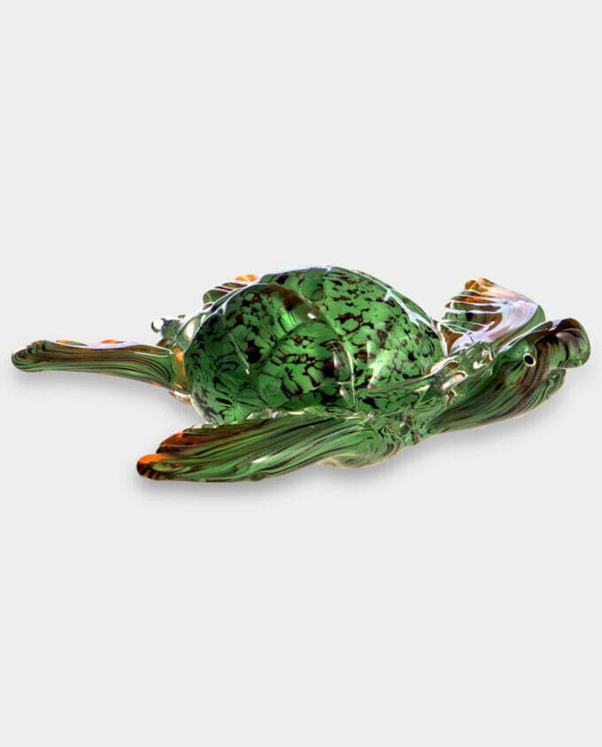 Figura Szklana w Stylu Murano Żółw Zielony