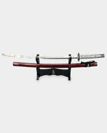 Katana Japońska Tokugawa Miecz Samurajski Dekoracyjny Grawerowany ze Stojakiem