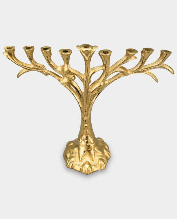 Świecznik Dziewięcioramienny Chanukija Judaistyczna Drzewo Życia Złota