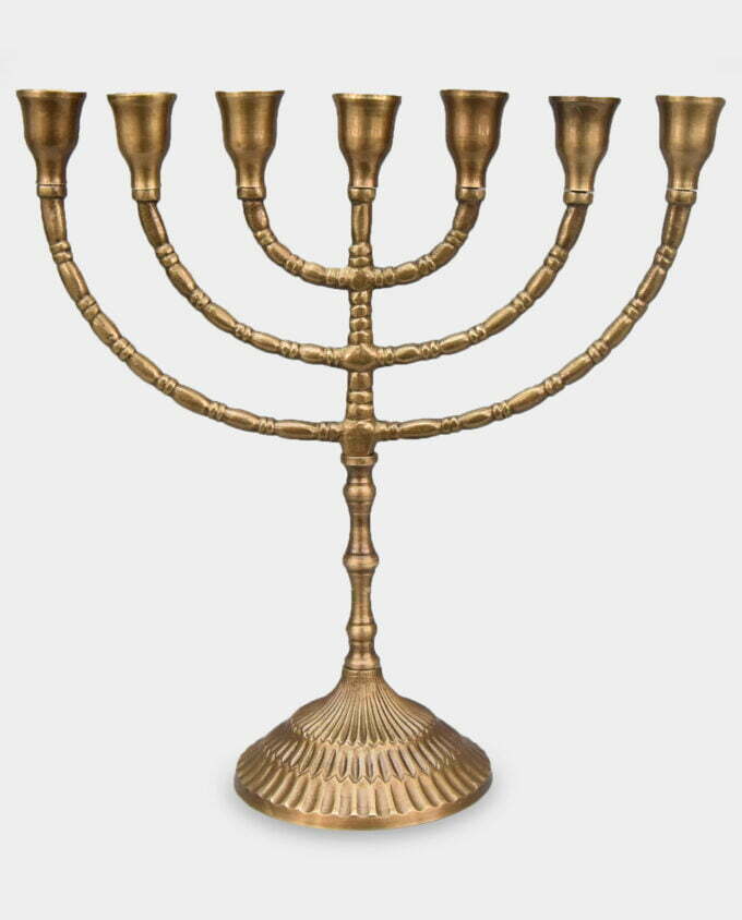 Świecznik Siedmioramienny Menora Judaistyczna Złota Patynowana