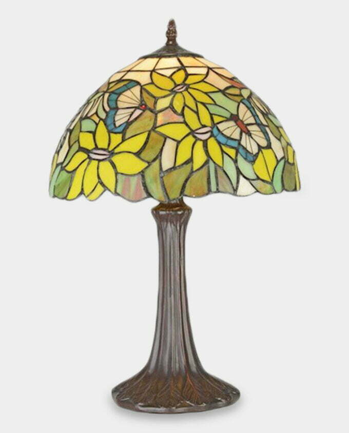Lampa Witrażowa w Stylu Tiffany Motyle i Żółte Kwiaty