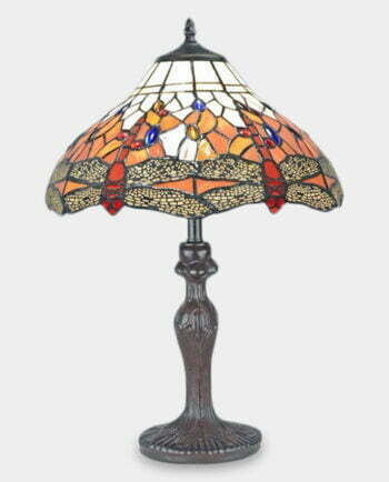 Lampa Witrażowa w Stylu Tiffany Ważka Oranż
