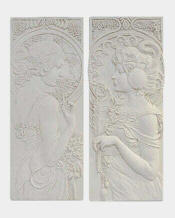 Dekoracja Ścienna w Stylu Art Nouveau Biała Zestaw 2 Paneli