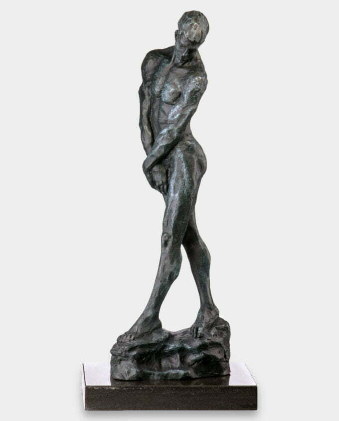 Akt Męski wg Auguste Rodin Modernistyczna Rzeźba z Brązu Patynowana