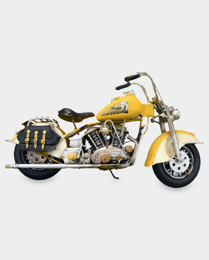 Kultowy Motocykl Indian Żółty Model Metalowy