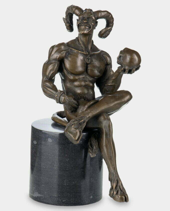 Diabeł z Czaszką Rzeźba z Brązu
