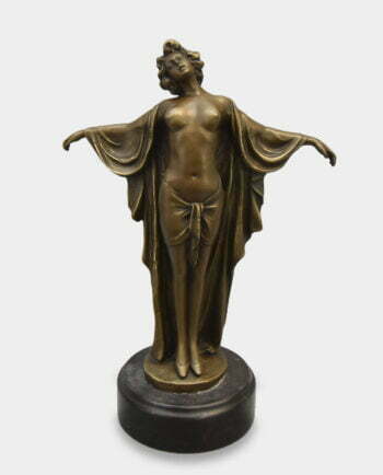 Kobieta w Długiej Szacie Rzeźba z Brązu w Stylu Art Deco