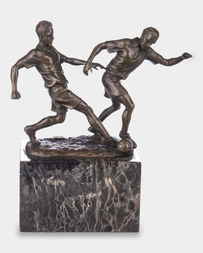 Dwóch Piłkarzy Statuetka z Brązu Trofeum Sportowe dla Piłkarza