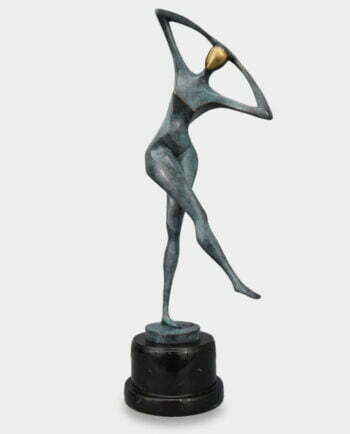 Kobieta z Rękami za Głową Modernistyczna Rzeźba z Brązu Patynowana