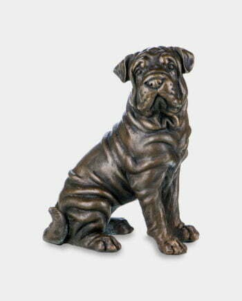 Siedzący Pies Shar Pei Rzeźba z Brązu