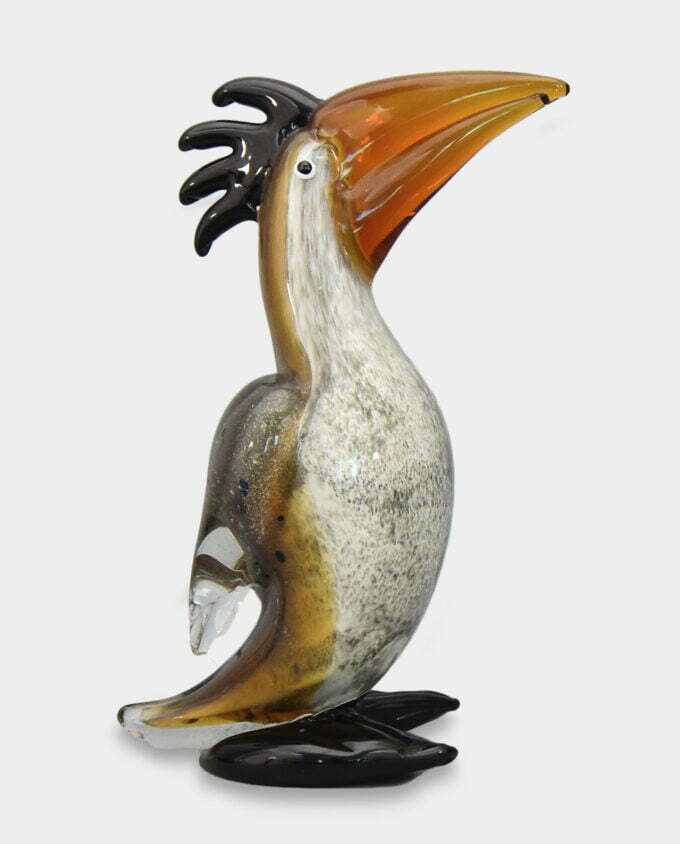 Figura Szklana w Stylu Murano Biały Pelikan