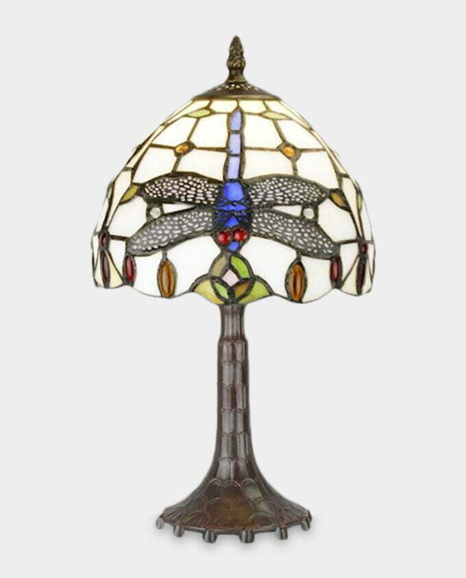 Lampa Witrażowa w Stylu Tiffany do Sypialni Ważka Kremowa