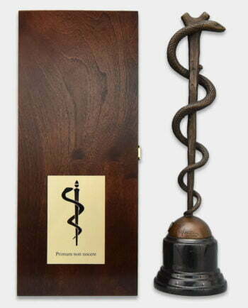 Wąż Eskulapa Rzeźba z Brązu w Pudełku Prezentowym z Dedykacją Prezent dla Lekarza