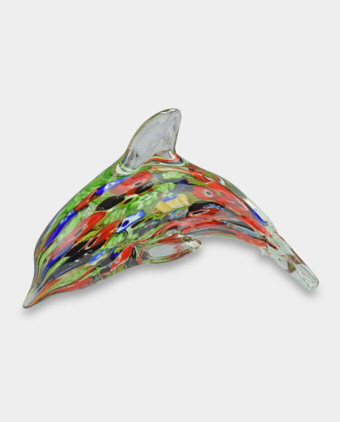 Figura Szklana w Stylu Murano Kolorowy Delfin