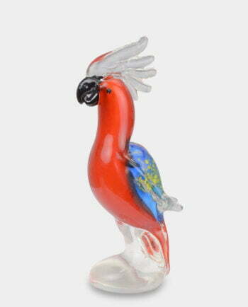 Figura Szklana w Stylu Murano Papuga Kakadu Czerwona