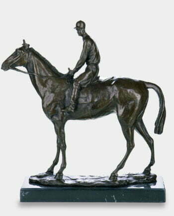 Dżokej na Koniu przed Gonitwą Duża Rzeźba z Brązu