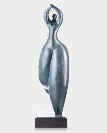 Kobieta z Rękami Splecionymi nad Głową Modernistyczna Rzeźba z Brązu Patynowana