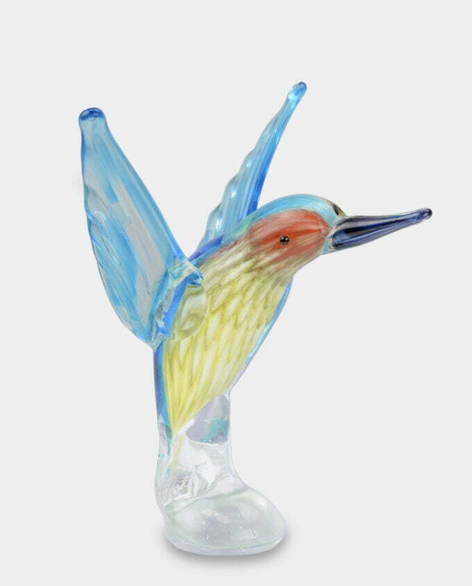 Figura Szklana w Stylu Murano Niebieski Koliber