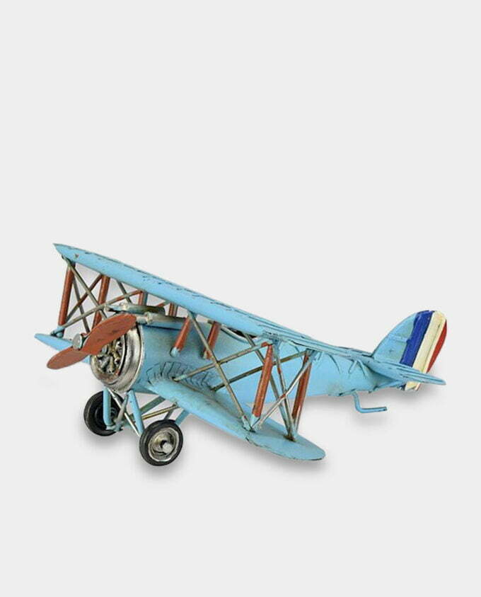 Model Metalowy Samolot Dwupłatowy Niebieski