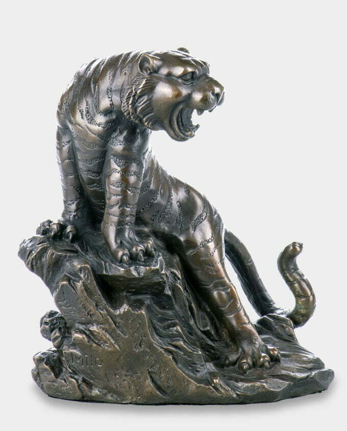Ryczący Tygrys Rzeźba z Brązu