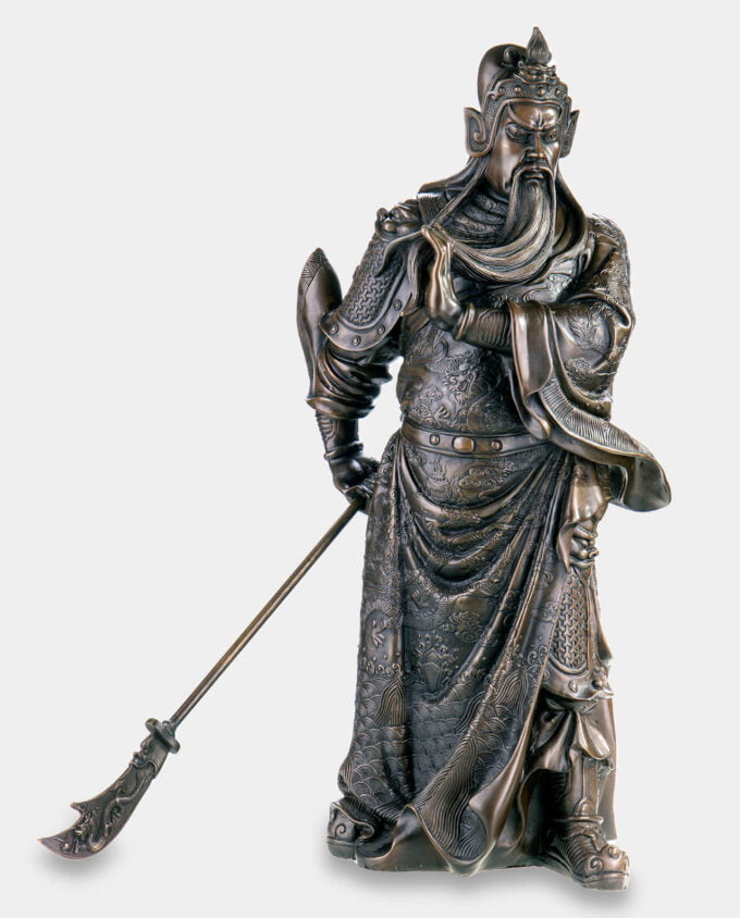 Azjatycki Wojownik Chiński Generał Guan Yu Duża Rzeźba z Brązu