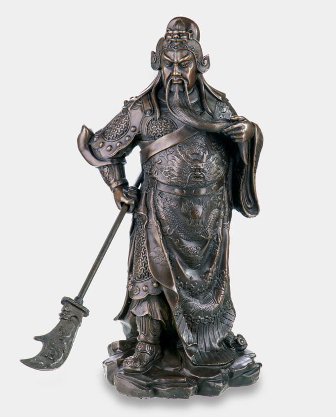 Legendarny Chiński Wojownik Duża Rzeźba z Brązu