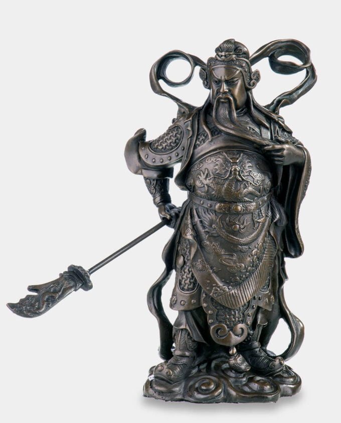 Legendarny Chiński Wojownik Rzeźba z Brązu