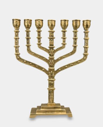 Świecznik Żydowski Siedmioramienny Menora Mosiężna Symbole Judaizmu