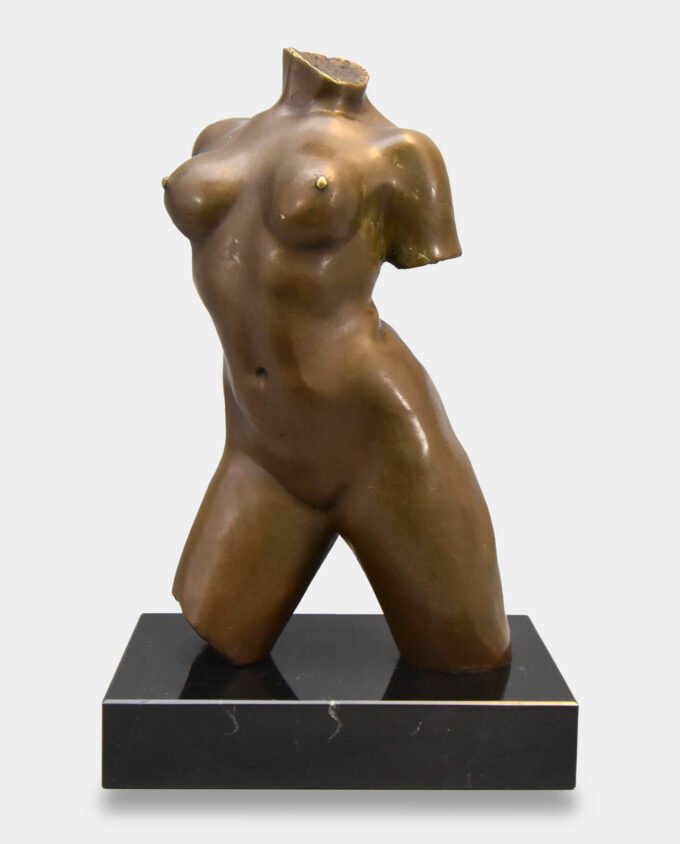 Akt Kobiecy Tors Rzeźba z Brązu na Marmurze