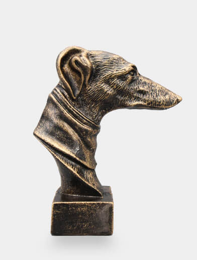 Głowa Psa Myśliwskiego Rzeźba z Brązu