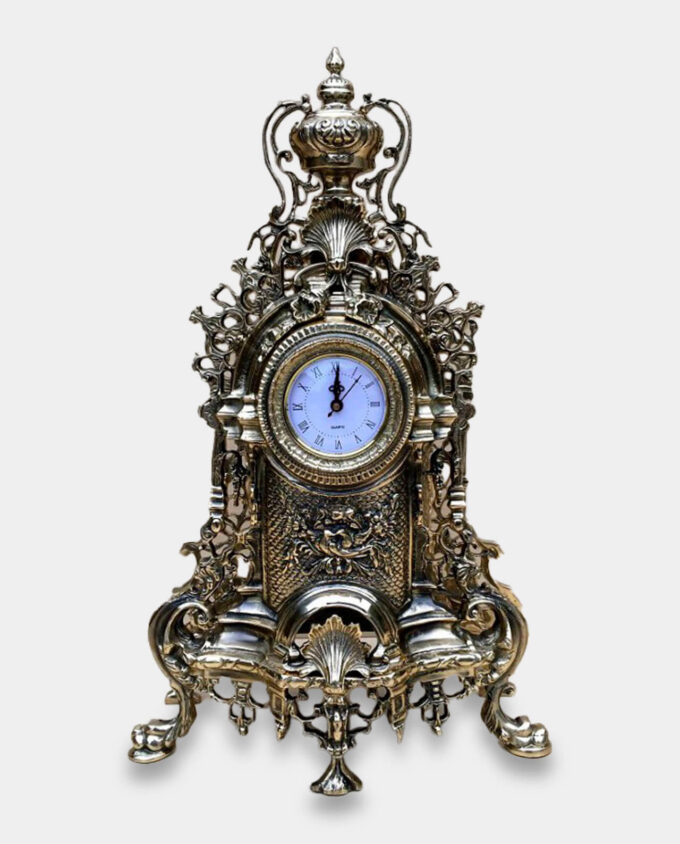 Duży Zegar Kominkowy Mosiężny Stojący Barok