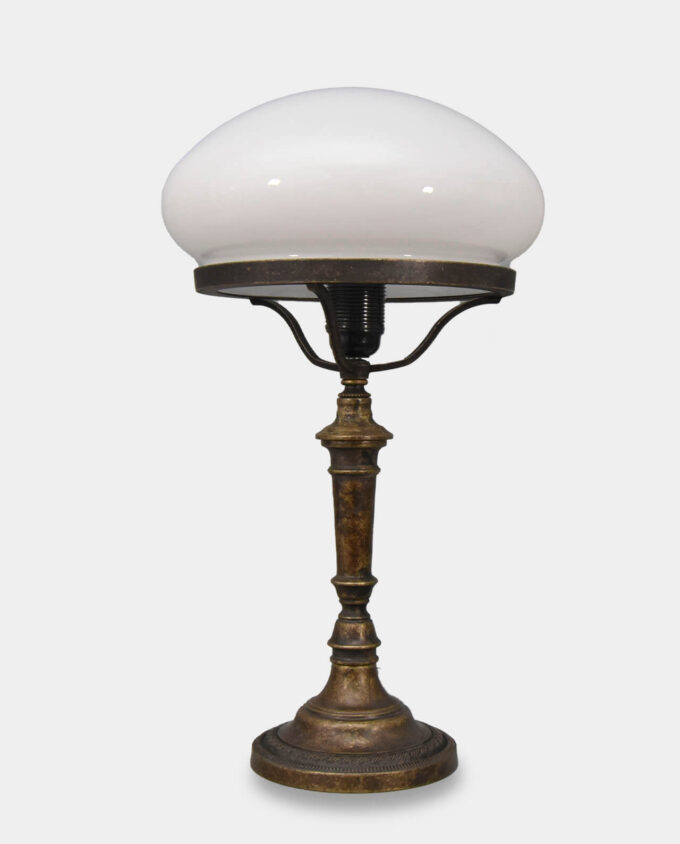 Lampa Stołowa w Stylu Art Deco Białym Kloszem